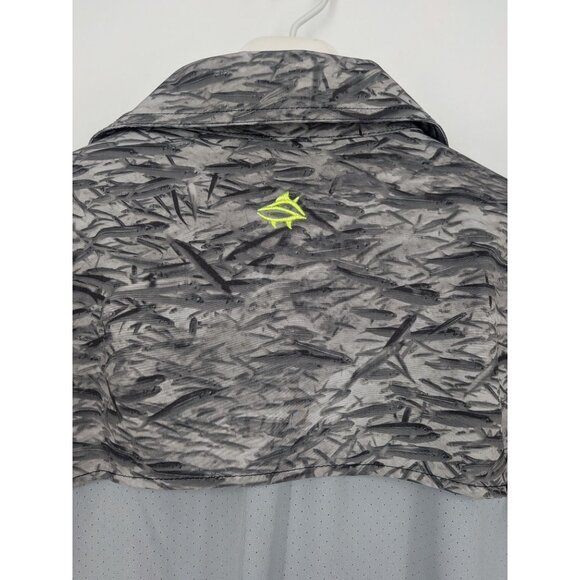 Loco Kaile Performance Button Up Shirt Men Size L Fish Print Outdoor Fishing Y2K - Picture 11 of 12